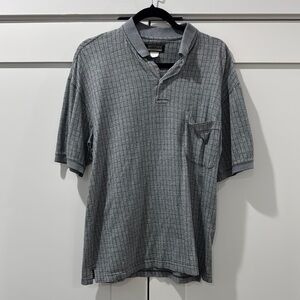 Gray Textured Polo Shirt with Classic Collar
